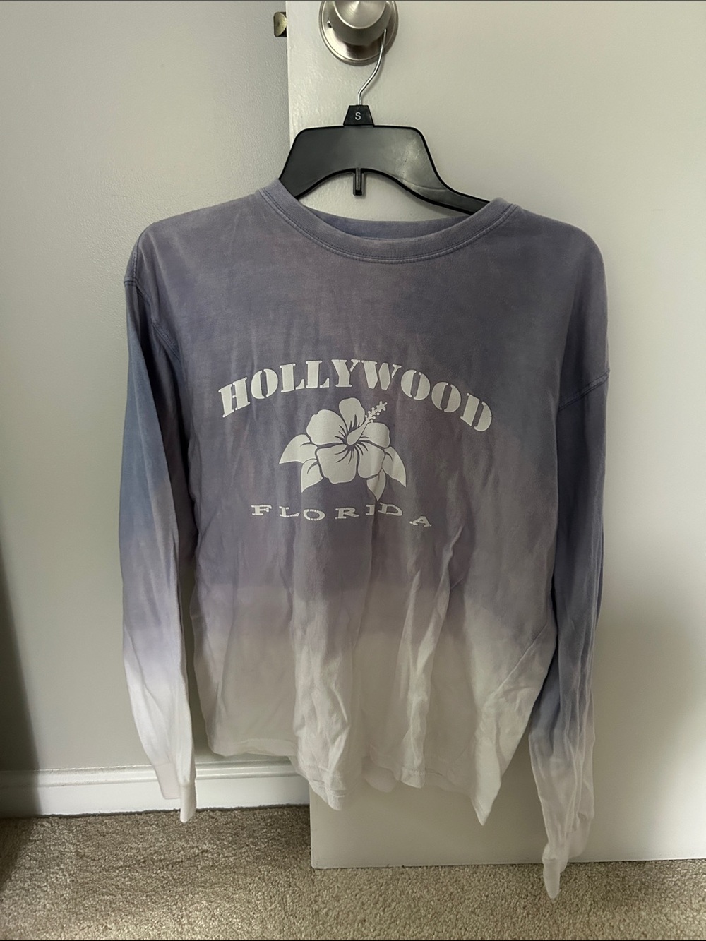 Hollywood Florida Ombre Long Sleeve Tee - Purple/White